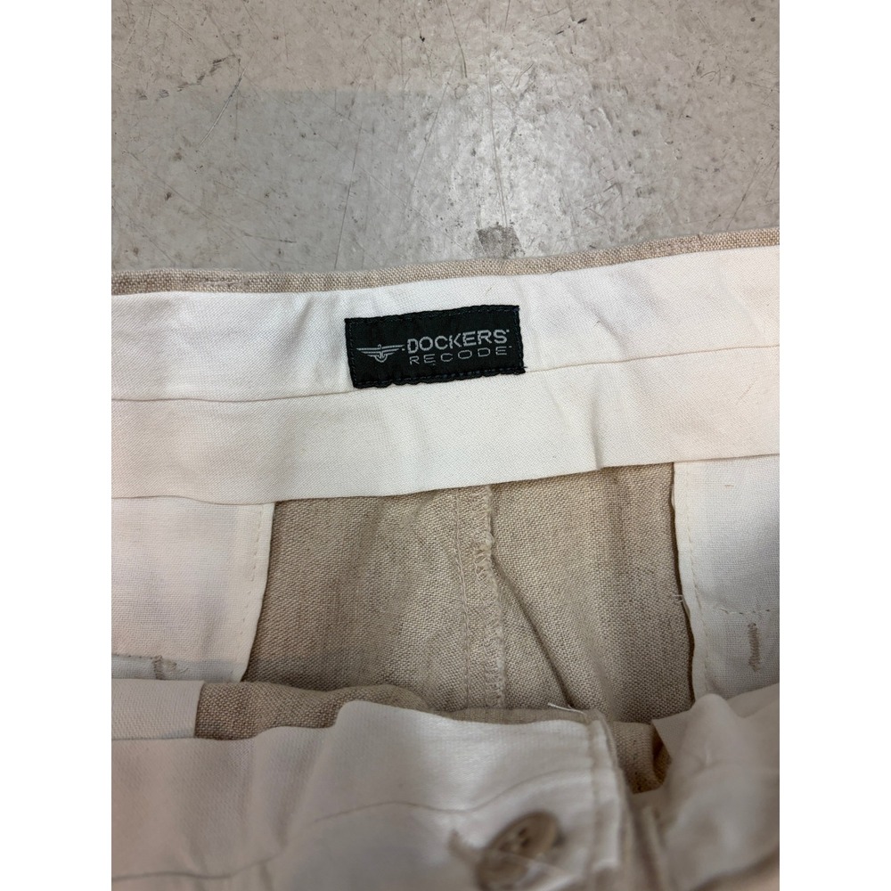 Dockers Recode Mens Beige Linen Blend Straight Leg Trousers Pants Sz 35x29